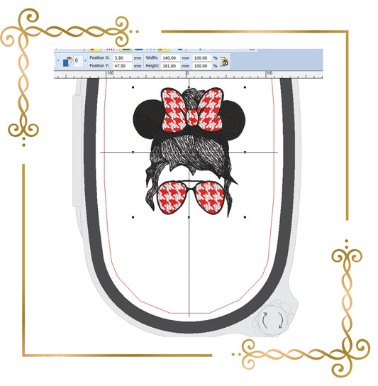 Muttertag, Mom Life Hair, Minnie Mama, Brille, Tweed, Stickmuster zum direkten Download.