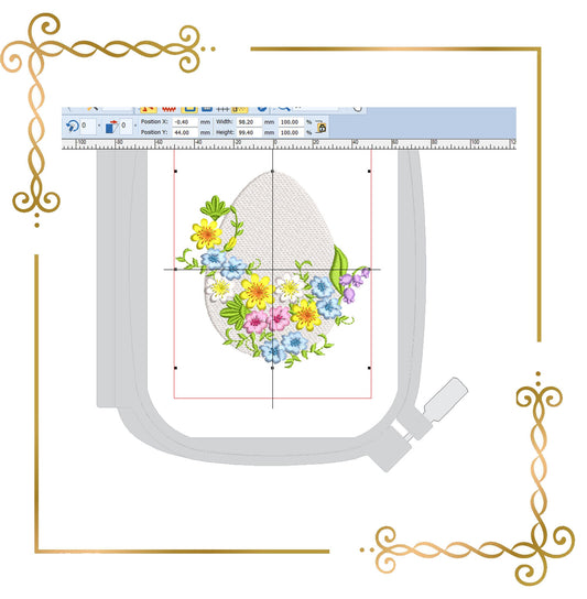 Easter Egg flowers  machine embroidery design 