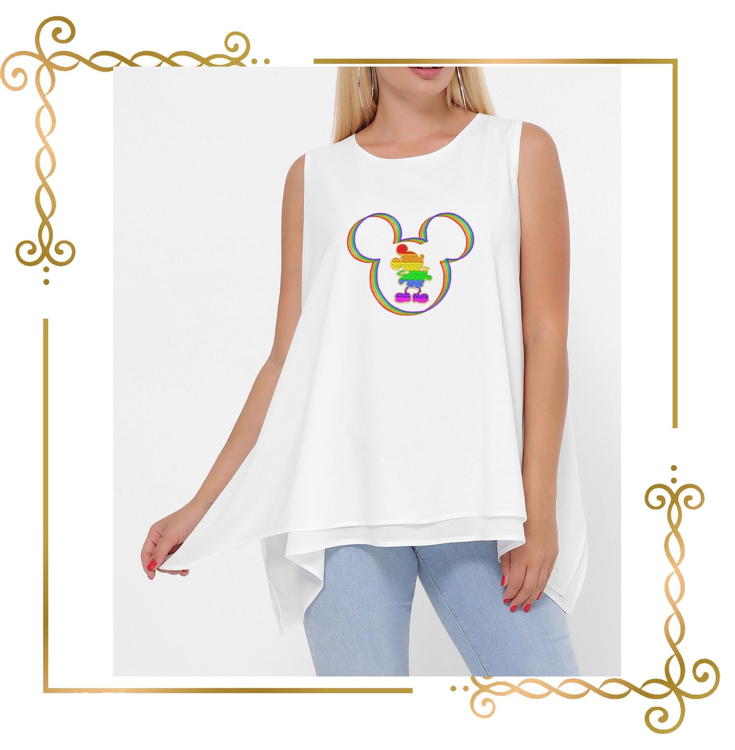 Mouse, rainbow,  head,  3 Sizes, embroidery  to the direct download