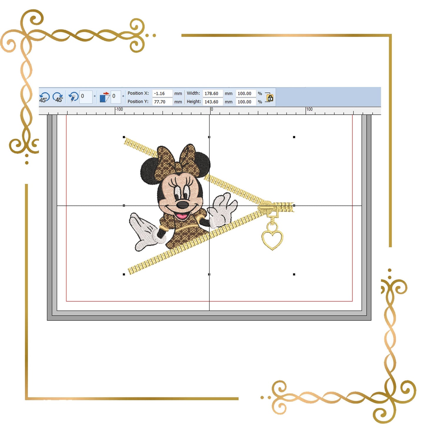 Mouse,  Fashionista,  Zipper, Minnie,  Fantasy,  parody, embroidery design to the direct download.