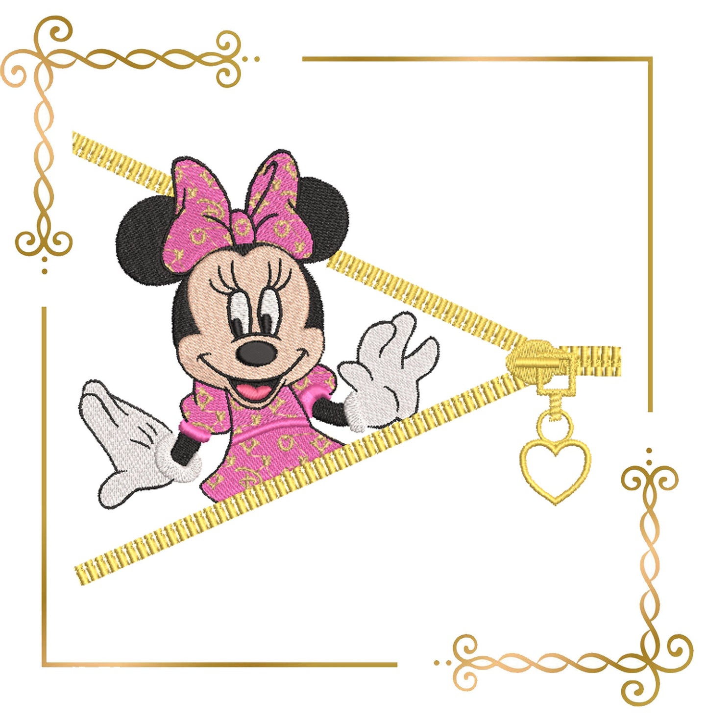 Mouse,  Fashionista,  Zipper, Minnie,  Fantasy,  parody, embroidery design to the direct download.