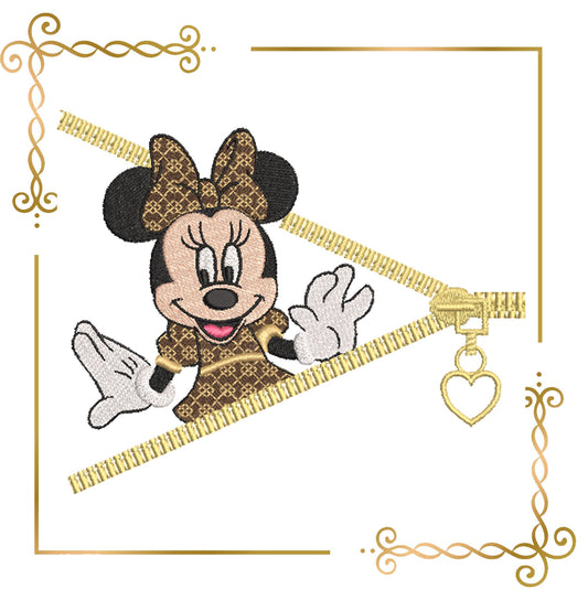 Mouse,  Fashionista,  Zipper, Minnie,  Fantasy,  parody, embroidery design to the direct download.