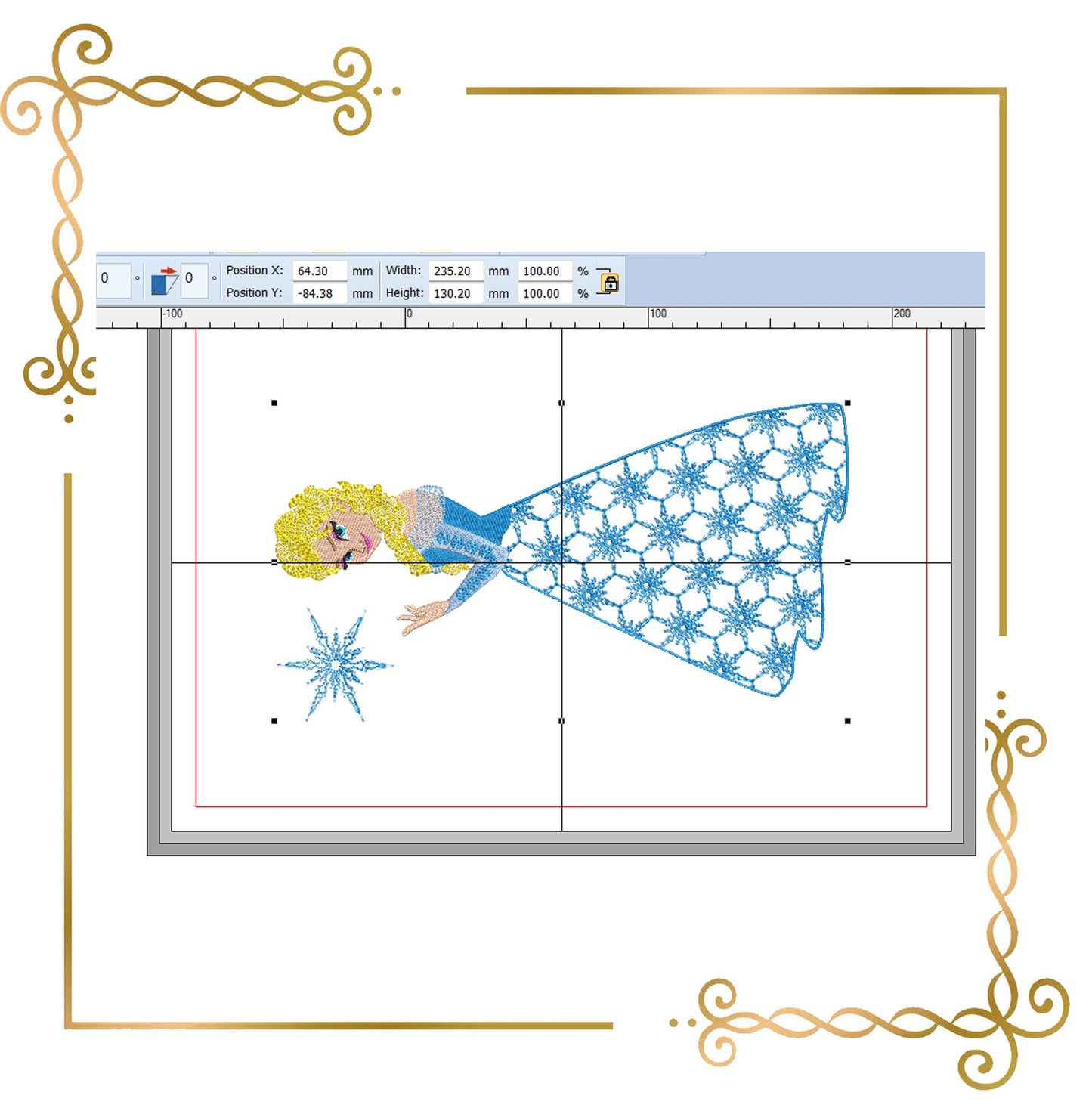 Princess  Elsa, Winter, Disney character , snowflake dress, Frozen,   Embroidery  machine design  to the direct download