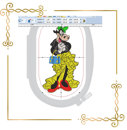 Characters and Cartoon Clarabelle, Fashionable, Cow, 2 Sizes,   embroidery design  zum direkten Download