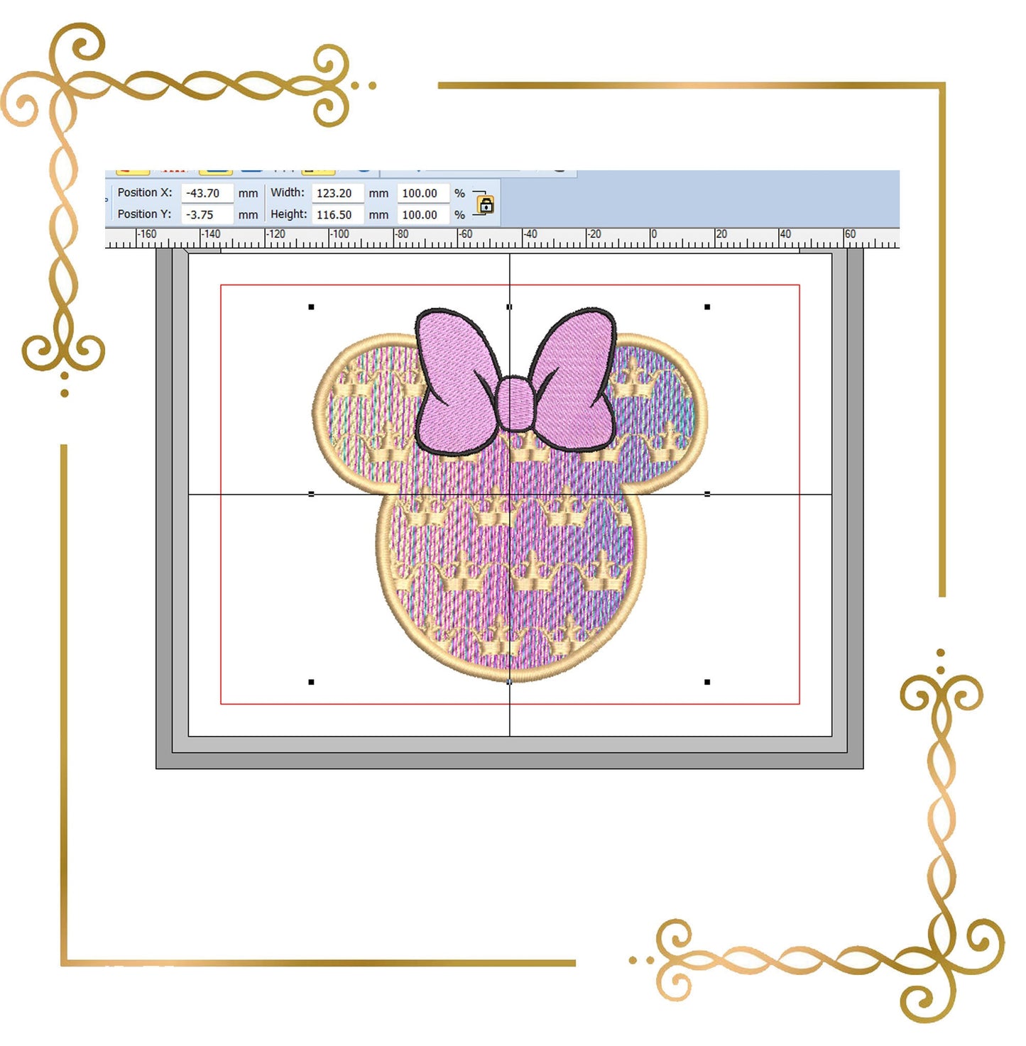 Mouse, Minnie, rainbow,  head, crown, embroidery  to the direct download