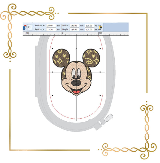 Mouse, Fantasy,  Head,  2 sizes parody embroidery design to the direct download.