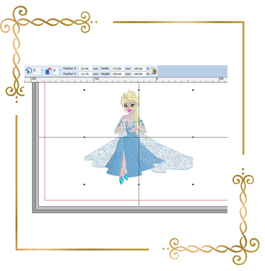 Princess Elsa Winter Frozen Elsa Disney character, in a fishnet lace dress magic, fairy tale, Embroidery  machine design  to the direct download