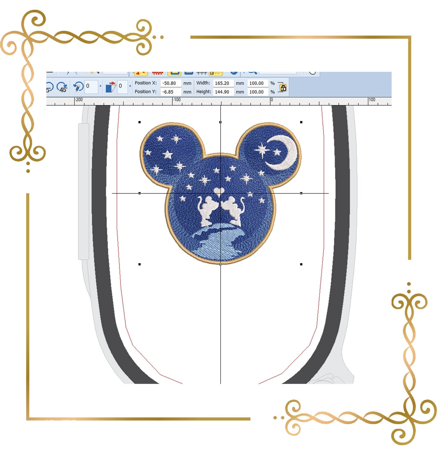 Christmas Mouse,  Head,  Starry sky, embroidery zum direkten Download.