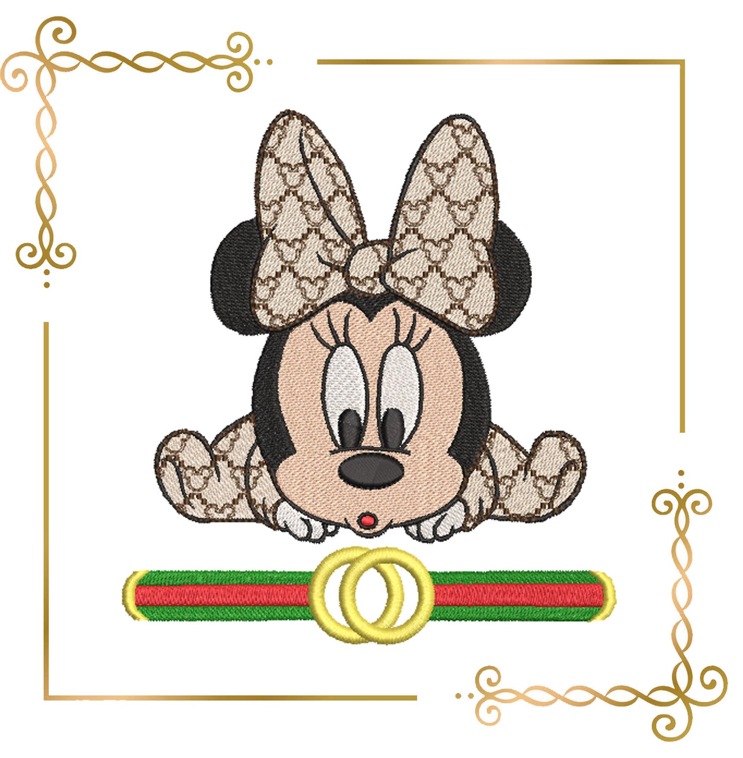 Souris Baby Minnie, 4 variantes, Fantasy. parodie. motif de broderie au téléchargement direct.