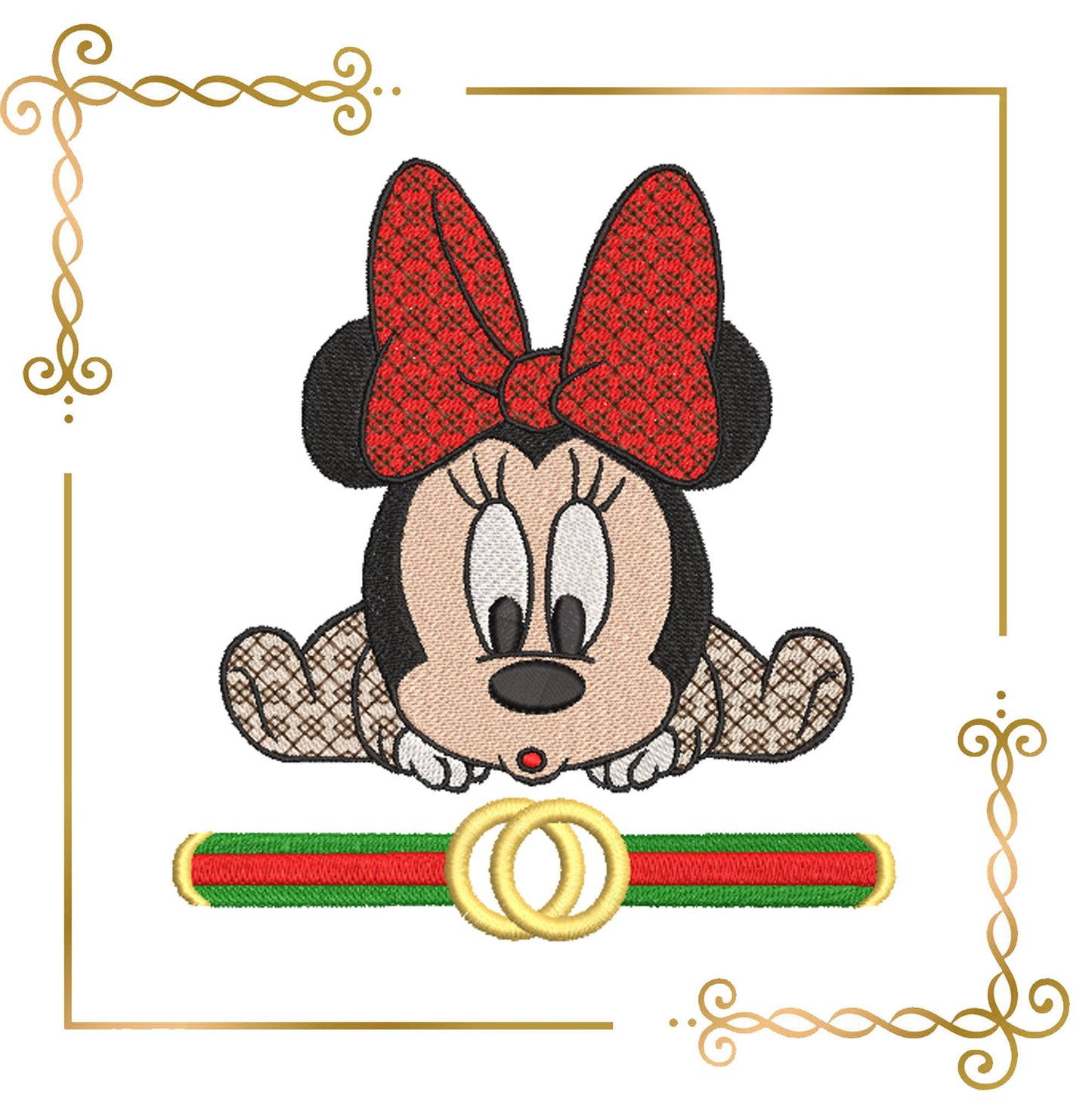 Souris Baby Minnie, 4 variantes, Fantasy. parodie. motif de broderie au téléchargement direct.