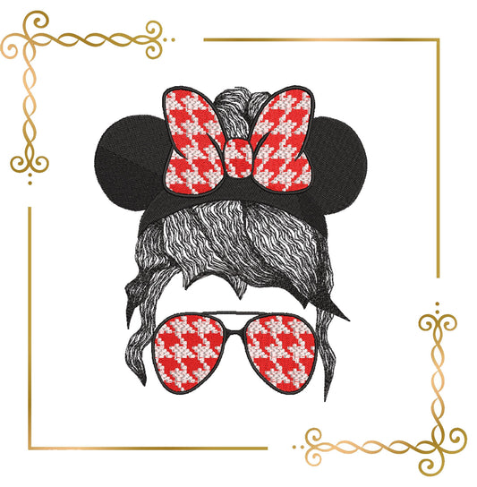 Mother's day, Mom Life  Hair,  Minnie Mama, glasses, tweed, Embroidery design to the direct download.