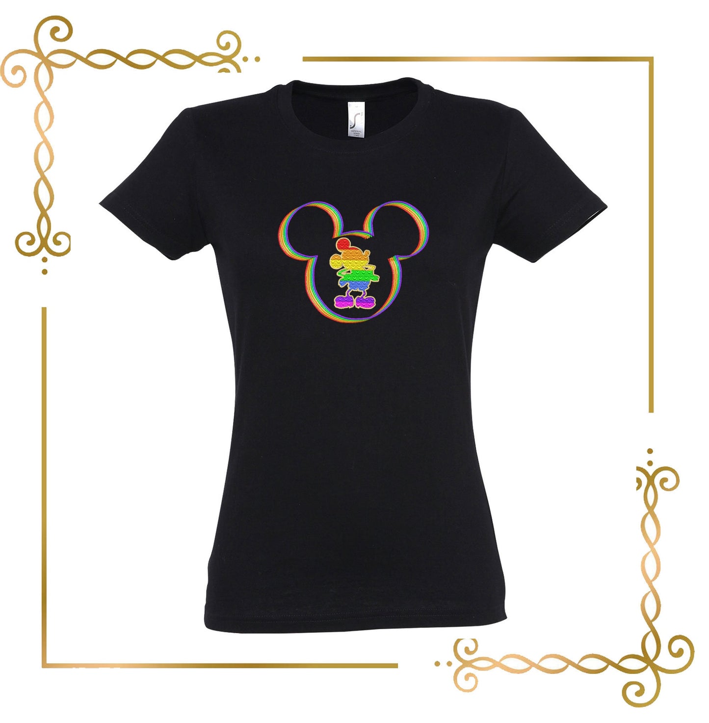 Mouse, rainbow,  head,  3 Sizes, embroidery  to the direct download