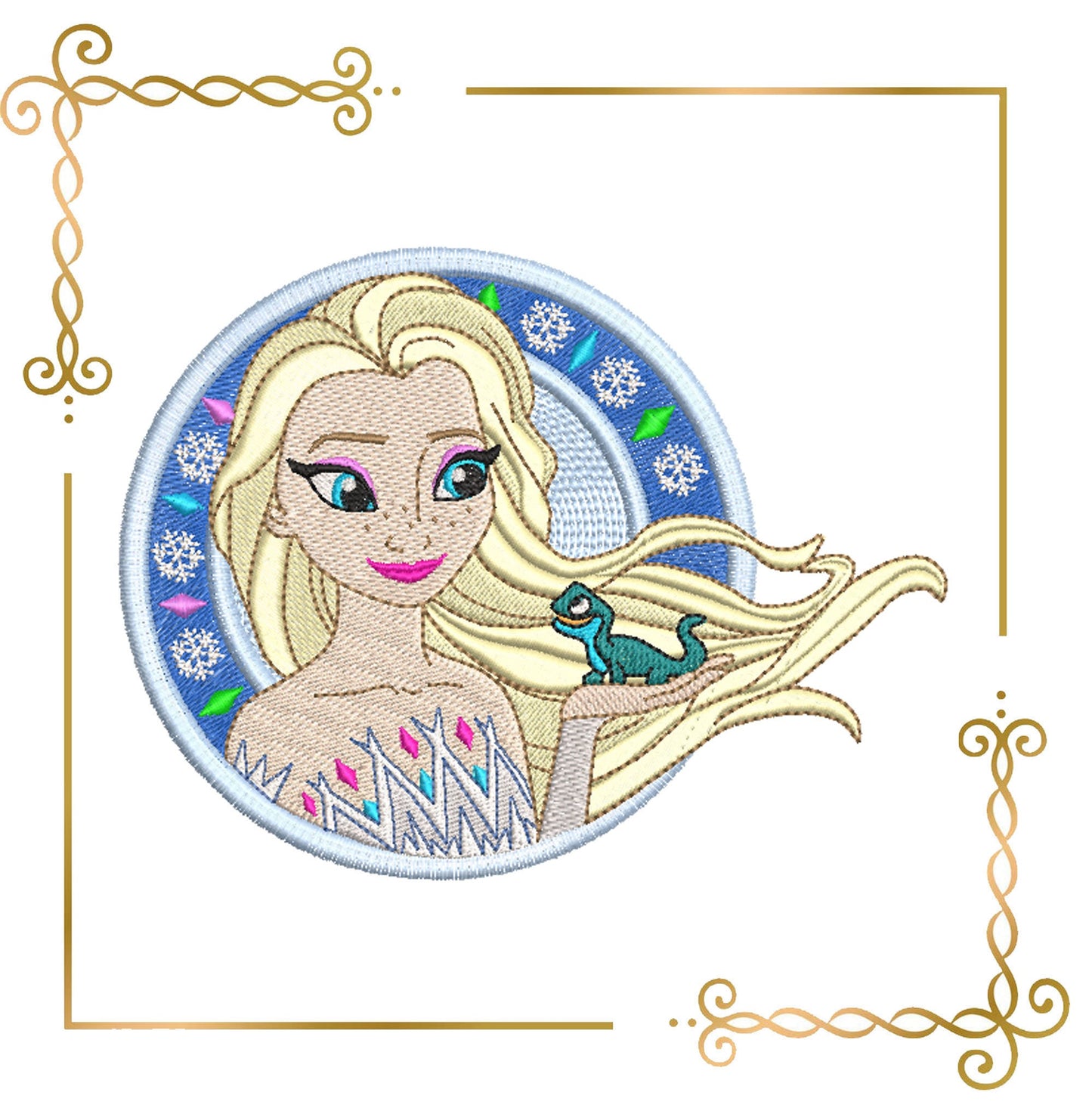 Princess Elsa, Winter, Frozen, Disney character,  magic, fairy tale, Embroidery  machine design  to the direct download