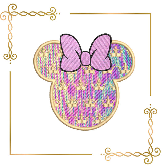 Mouse, Minnie, rainbow,  head, crown, embroidery  to the direct download