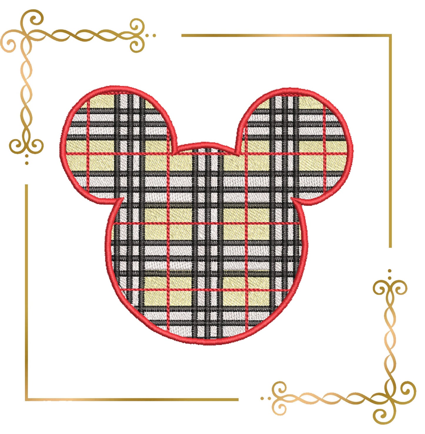 Mouse,  head, plaid, 2 Sizes, 2 Variants, embroidery design embroidery design to the direct download