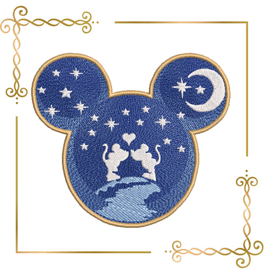 Christmas Mouse,  Head,  Starry sky, embroidery zum direkten Download.