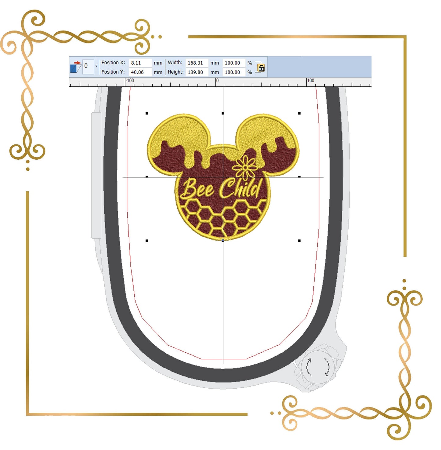 Mouse,  Head,  Parody, Bee, Child, Mickey, 3 Sizes, embroidery zum direkten Download.