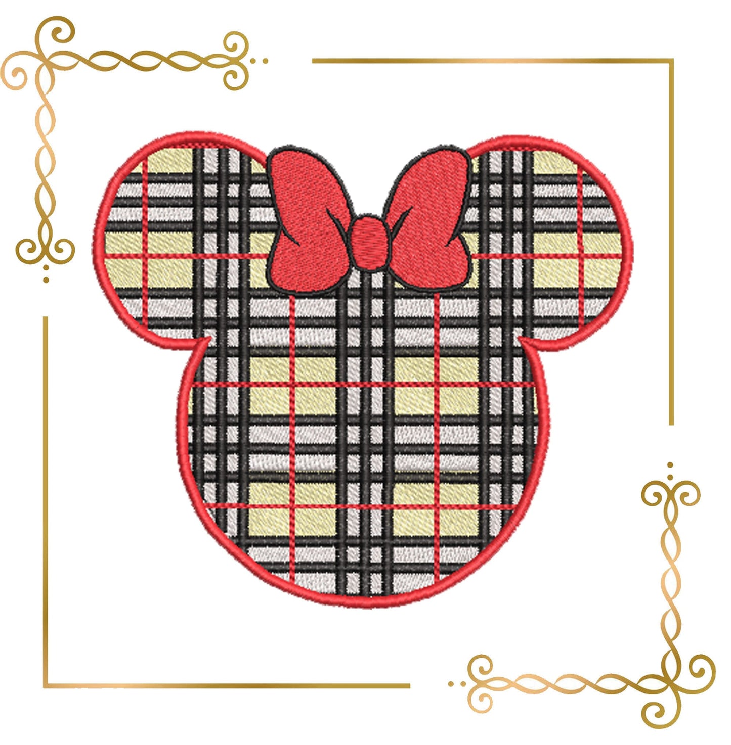 Mouse,  head, plaid, 2 Sizes, 2 Variants, embroidery design embroidery design to the direct download